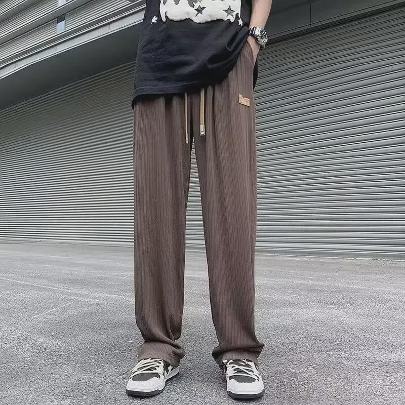 2024 Ice Silk Loose Straight Pants: Trendy Casual for Spring & Summer