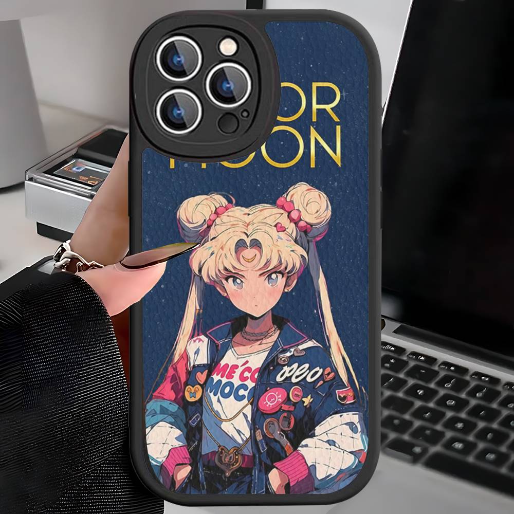 S-Sailors Anime Moon Phone Case For IPhone 16 15 14 13 12 11 Pro Max Plus 16E Soft Leather Cover