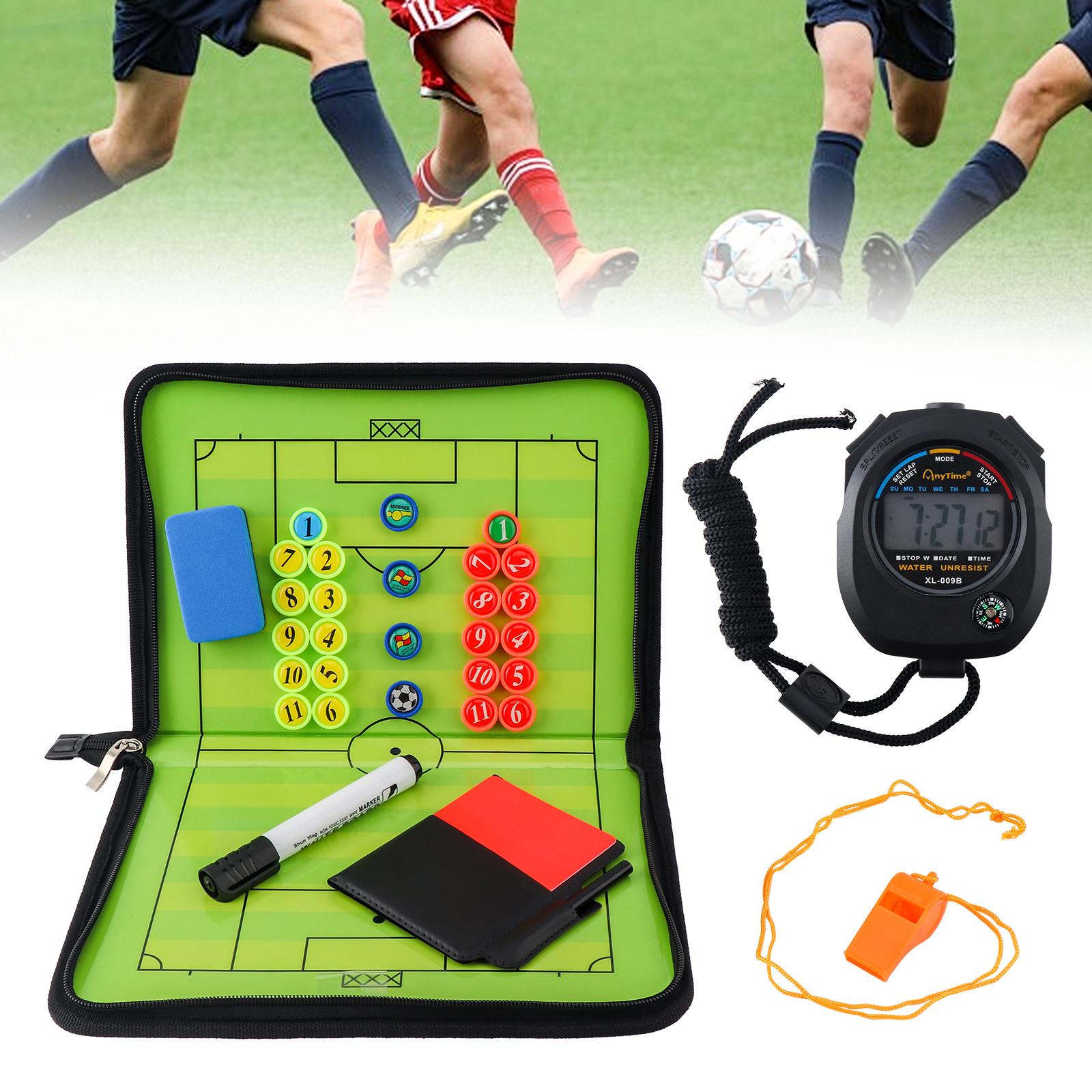 Football  Strategy Board Set,Double-Sided Dry Erase Clipboard with Whistle,Markers&Bag,Magnetic Tactic Board for Soccer Training and Officiating