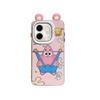 KEYSION Cute Ear Cartoon Case for Infinix Hot 50i with Lanyard Soft Silicone+PC Shockproof Phone Back Cover for Infinix Smart 9