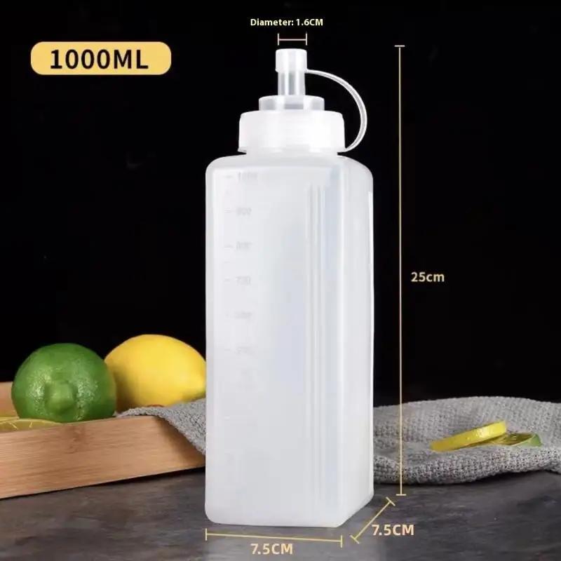 1PC Plastic Squeeze Sauce Bottle Large Caliber Dressing Bottle Seasoning Bottle Kitchen Condiment Dispenser Gadgets
