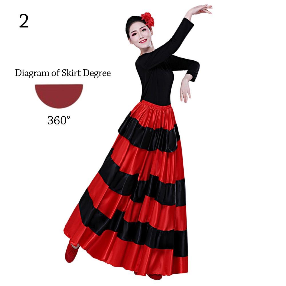 Big Swing Belly Dance Costumes Smooth Large Swing Skirt Fashion Paso Doble Dance Dress  for Women