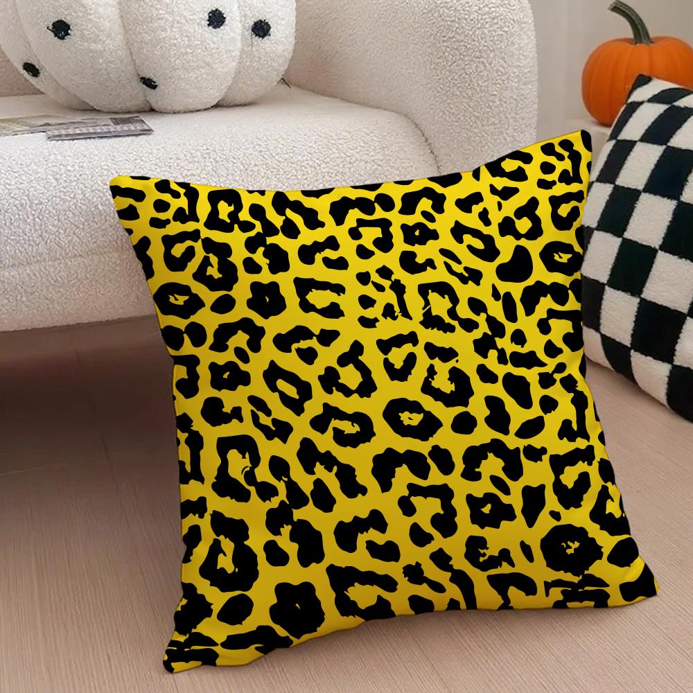 Trendy Fashion Art Leopard Print Texture Cushion Cover Throw Pillow Cover Hidden Button Durable Polyester Chair Cushion