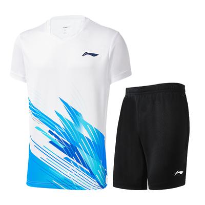 Li Ning Badminton Serie Schnelltrocknend Atmungsaktiv Training Wettkampf Kurzarm Shorts Lässiges Sportset Unisex Sportset AATV099-1