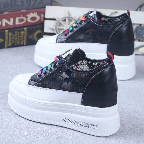 Fashion Summer Korean Version All-match Breathable Mesh Shoes White Shoes Women's Thick Bottom Increased 10CM Casual Board Shoes Women