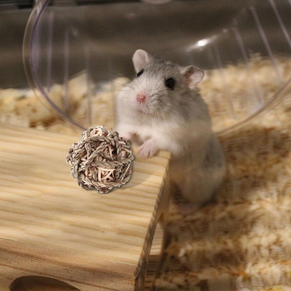 Wooden Hamster Toy Grass Ball Set Bite-resistant Molar Cleaning Tooth Toys Interactive Games Props Pet Supplies For Rabbit Guinea Pig