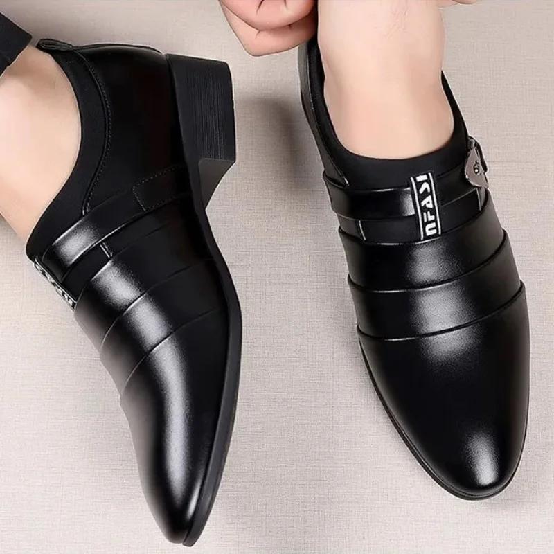 Fashion Social Shoe for Men Pointed Toe Leather Casual Official Dress Shoes Man 2024 Trend Cheap Clearance Elegant and Classic 39 Party