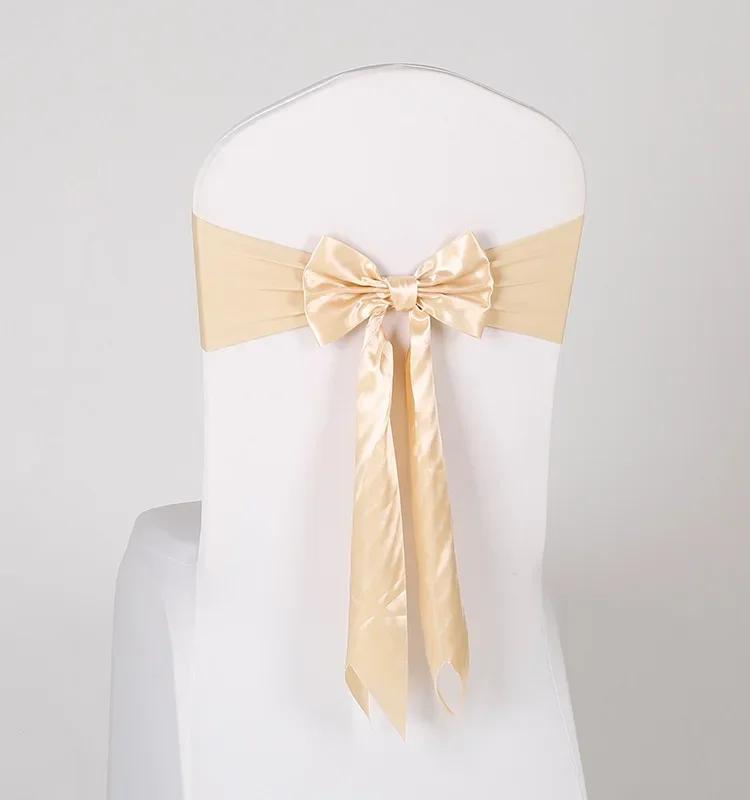 Wedding Decoration Satin Chair Sash Colour Design Bow Tie Birthday Party Festival Hotel Show Shiny Look Luxury Dining Room