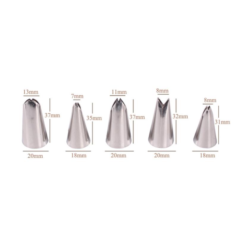 5Pcs/set Leaves Cream Decorated Mouth Nozzles Stainless Steel Baking Tools Nozzles Pastry Cake Decorating Pastry Fondant Tools