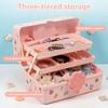 3 Layer Hair Accessories Organizer Hairpin Storage Box with Handle Lockable Cute Girls Jewellery Box Children's Toy Storage Box