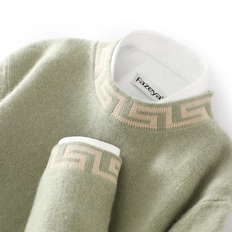 Autumn And Winter Pure Wool Sweaters, Men'S Casual Thickened Sweaters, Plus Size, Loose And Versatile Knitted Cashmere Sweaters For Men