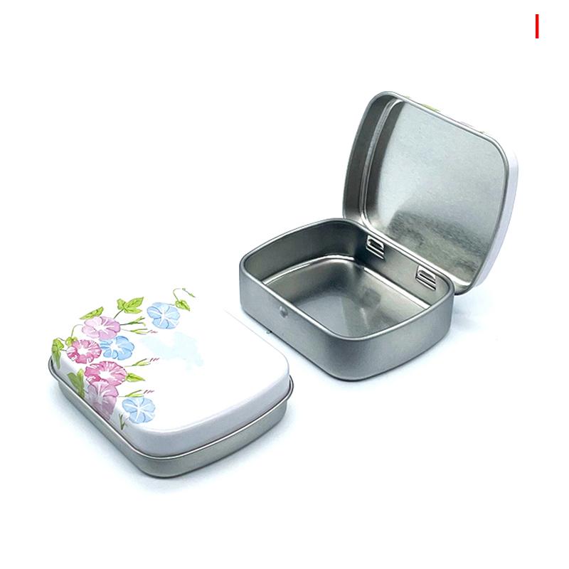 Portable Mini Metal Hinged Tin Box With Lid Rectangular Small Storage Container Candy Pill Case Pill Organizer Capsule Box
