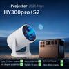 HY300Pro+ 4K Android Silent Projector - Dustproof for Home Theater & Outdoor Camping