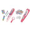 Glitter Rhinestone Tool Safe Kids Hair Gemstone Styling Set with Magnetic Pink Comb 24 Colorful Gem And Clips Creative