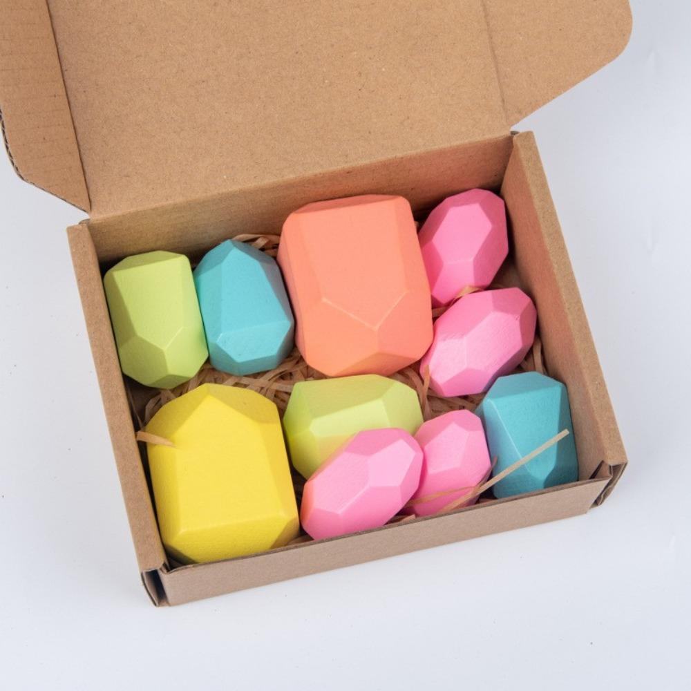 Wooden children's Nordic ins wind colored stone stacking music boys and girls indoor ornaments early education educational toys