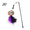 Spooky Spider Pumpkin Skull Toys Halloween Cat Wand Toy, Interactive Toy with Feathers And Bell, Designs, Ribbon for Indoor Cats Lightweight