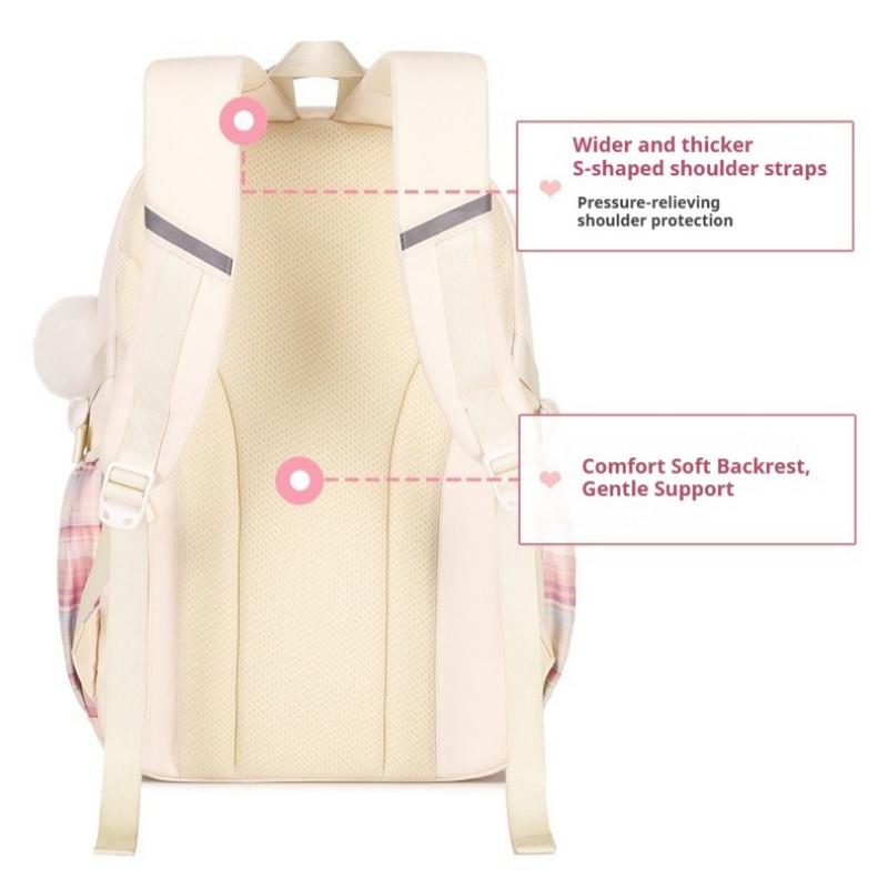 Fashion Plaid Kids Backpack Primary Students School Bags Girls Cute Backpack Large Capacity Book Bag Oxford Waterproof Rucksack