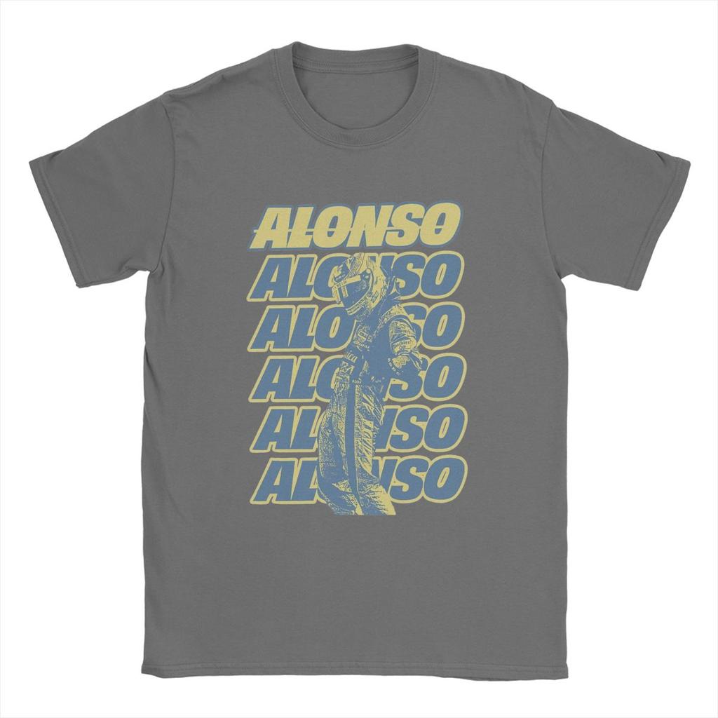 Men T-Shirt Fernando Racing Alonsos Retro Driver Cool Cotton Tee Shirt Short Sleeve 14 Cars T Shirts Crewneck Clothing Printed