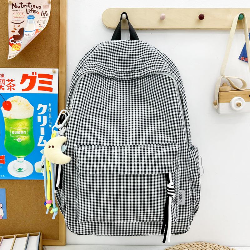 Schoolbag Korean Version Mori Series Literary and Artistic Backpack for Middle School Students In Class, Schoolbag Harajuku Versatile Plaid Girl