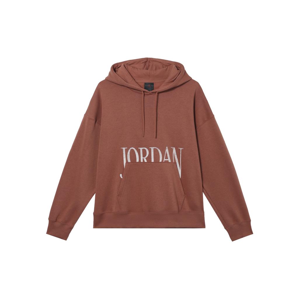 Jordan Brooklyn Fleece Letter Print Fleece Lined Long Sleeved Hooded Sweatshirt Women's Gray Peach Red FN5435-209