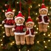 Cartoon Christmas Bear Pendant Handmade with Hat Bear Hanging Ornaments Cute Plush Animals Doll Toy Family Room Decoration 7