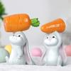 2Pcs Holding Carrot Rabbit Figurine Hand-Painted Carrying Radish Bunny Statue Resin Sculpture Easter Holiday Party Decoration Ornament