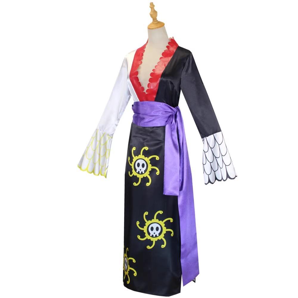 Anime Boa Hancock Cosplay With Cloak Boa Dress Costume Sailor Suit Boa Hancock Cosplay Costume Custom size Black Dress Earrings