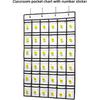36 Clear Pockets Classroom Pocket Chart for Cell Phones, Pocket Chart for Calculator Phone Holder with 36 Number Stickers and Hooks (White)