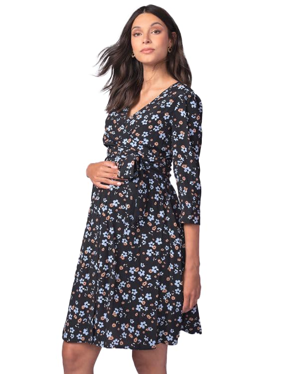 

Casual Breastfeeding Maternity Black Floral [Seraphin] Dress, Dress, JOY, Women s,