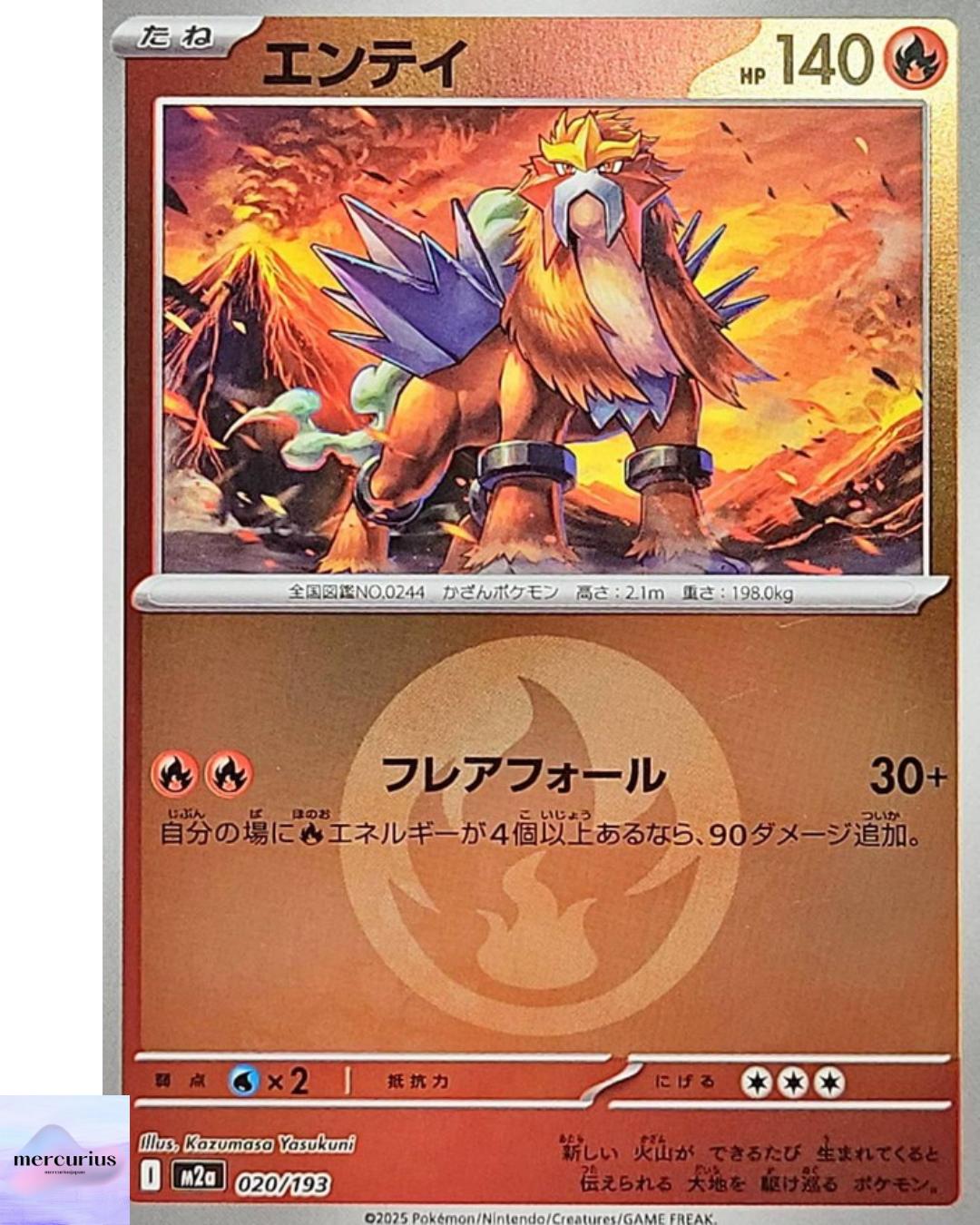 Entei (Fire Energy Foil) 020/193 M2a MEGA Dream ex Pokemon Card Japanese MEGA NM