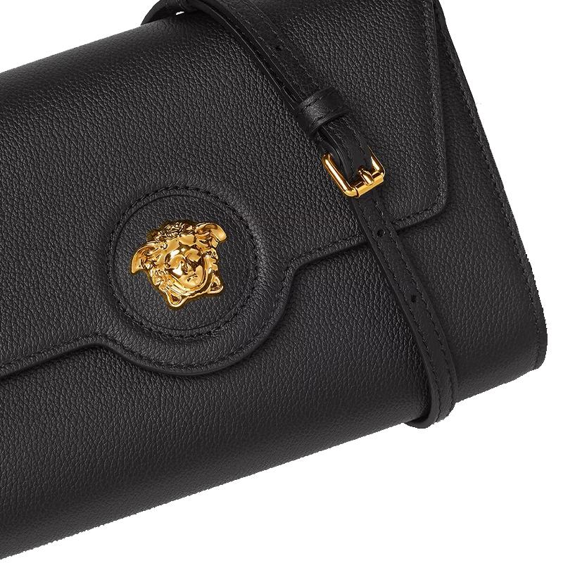 Versace La Medusa Medusa Head Embossed Logo Light Grain Calfskin Shoulder Crossbody Bag Women Bags Black 1000814-DVIT2T-1B00V