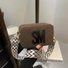 2025 Spring New Camera Bag Wide Shoulder Strap Letter Small Square Bag Fashionable and Simple Foreign Style One Shoulder Messenger Bag Bag Women