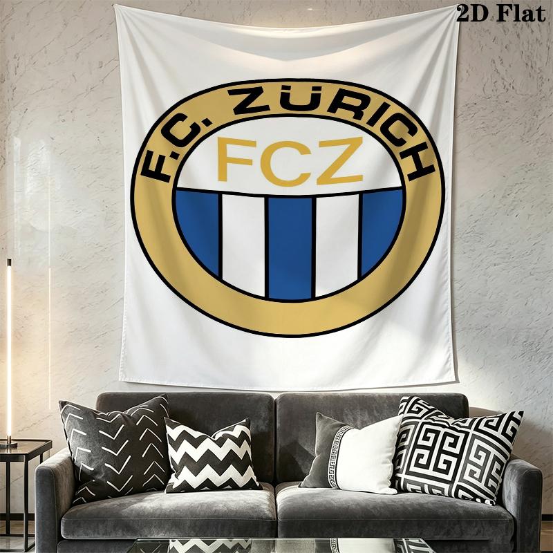 Fc Zrich Wall Tapestry Aesthetic Wall Hanging Printed Fabric Blanket Decorative Tapestries for Bedroom Living Room Home Decor