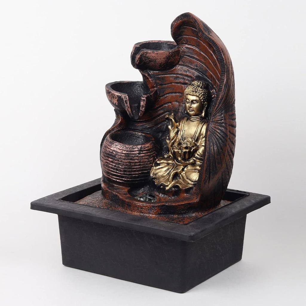 Gautam Buddha 3 Step Water Fountain with Led Light Indoor & Outdoor for Home Decor Decoration Showpiece Gift Gifting Items