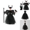 Maleficent Childrens Halloween Costume Dress With Polyester Fabric For Girls Ages 3 To 8