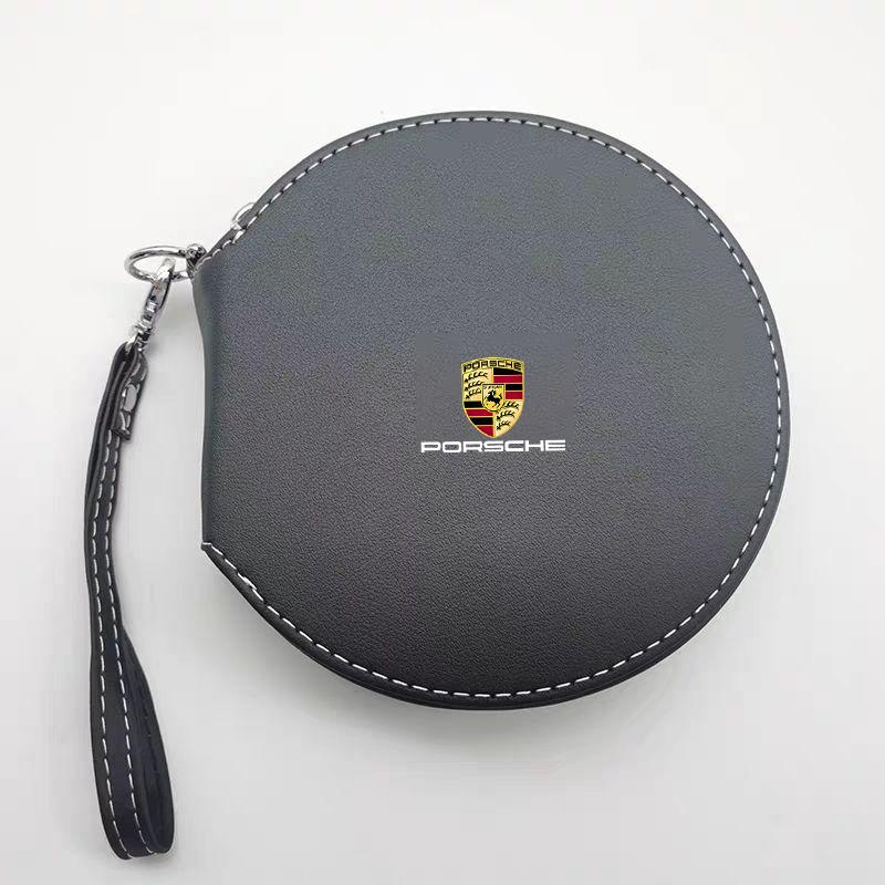 Läderbil CD DVD Förvaringsfodral Väska Skivorganisatör För Porsche Panamera Cayenne Taycan 911 718 Macan Carrera-GT 928 944 968 944