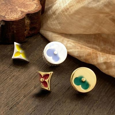 Elegant Two-Tone Rhombus Four-Petal Earrings: Chic Light Luxury Design