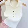 Casual Solid Color Sexy Commuting Sweet Button Lapel Vest For Women