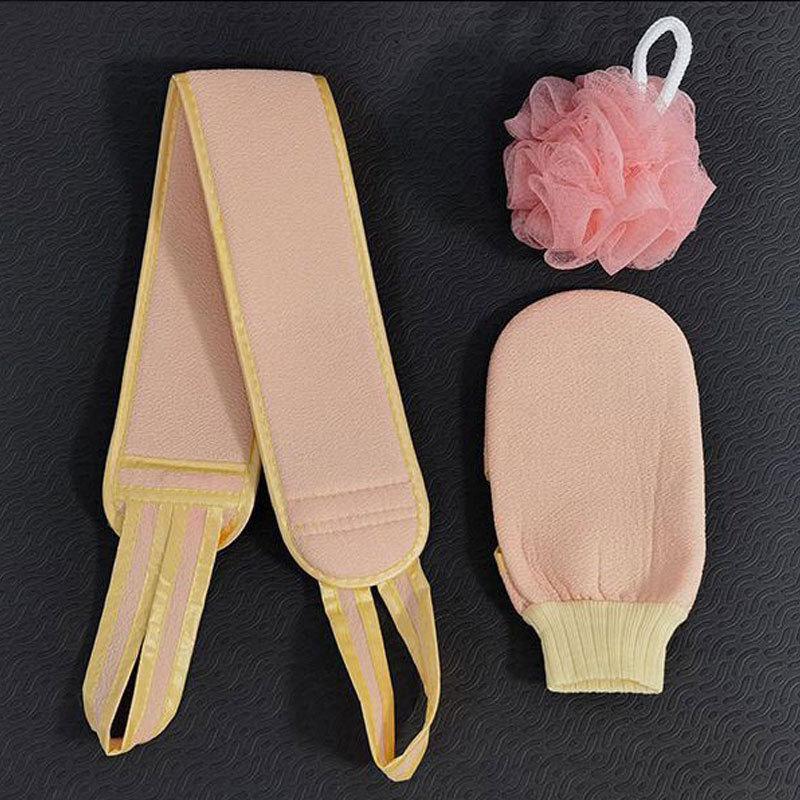 Exfoliating Back Scrubber & Bathing Glove Set with Bath Ball and Washcloth