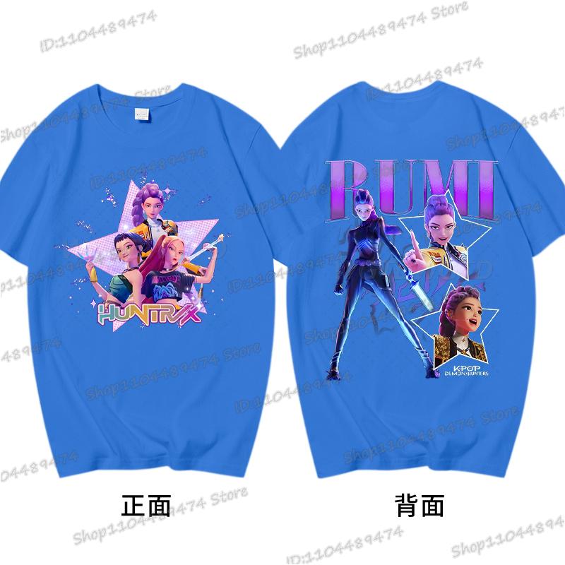 Anime KPop Demon Hunters Cotton Tshirts Graphic Hip Hop Vintage T Shirt Men Women Harajuku Rumi Zoey Miba KPop Movie Tshirt