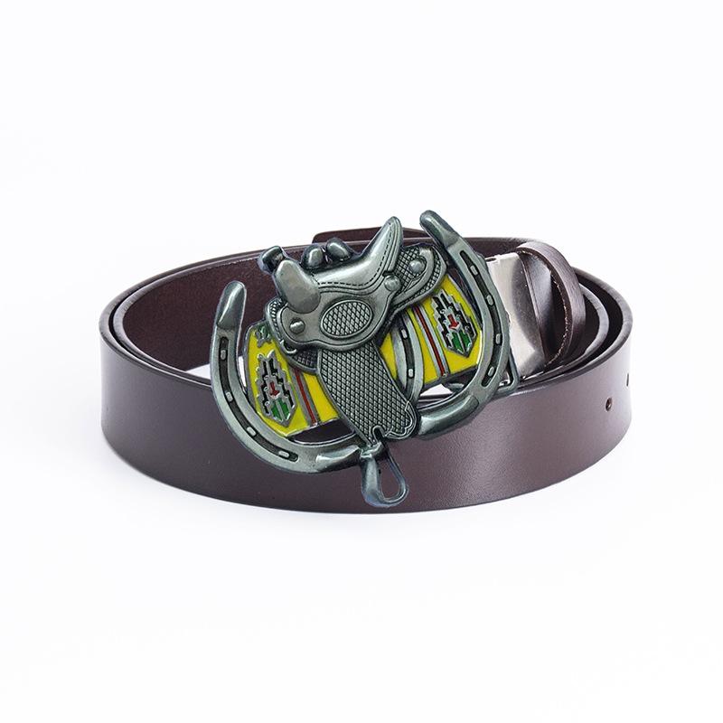 

Ремень из джинсовой ткани в стиле вестерн, цельный двухслойный пояс из коровьей кожи в форме седла 130cm