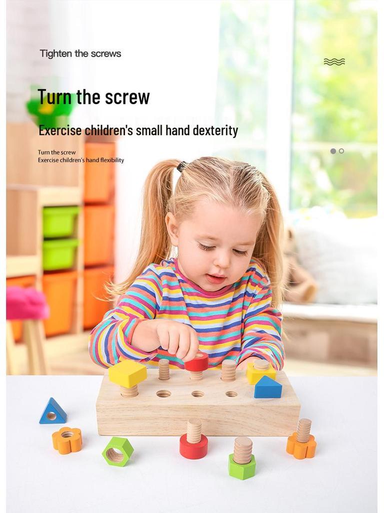 Montessori Wooden Post-Screwing Toy: Enhance Child's Hand-Eye Coordination & Parent-Child Interaction