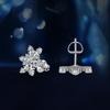 Round Cut 925 Sterling Silver Moissanite Stud Earrings Snowflakes Shape Earring