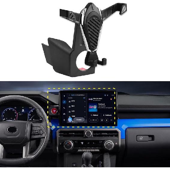 L2R for Toyota Tacoma 2024-2025 Car Phone Mount Carbon Black Interior Hands Free Phone Holder Gravity Air Vent Car Mount(14   Screen for Limited, TRD Fit for 14   screen