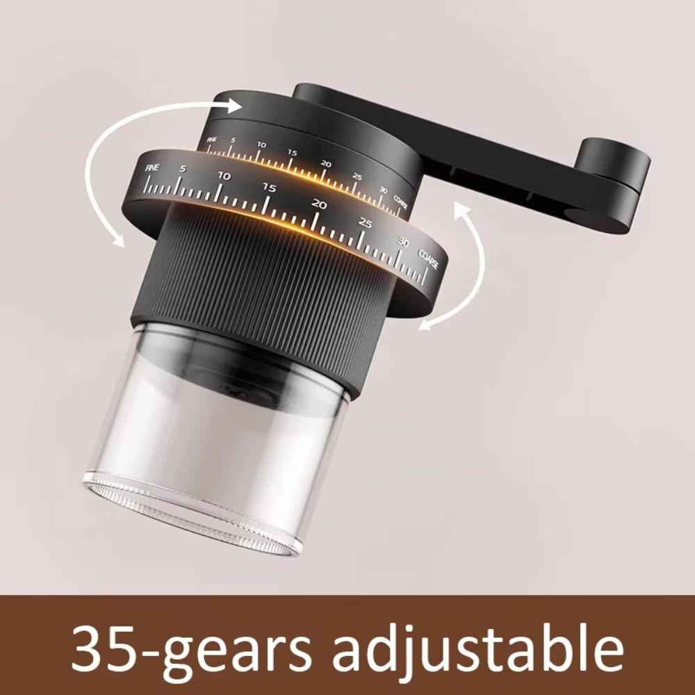 Ceramic Grinding Core Coffee Bean Grinder 35-Gears Adjustable Hand-Cranked Coffee Mill  Camping