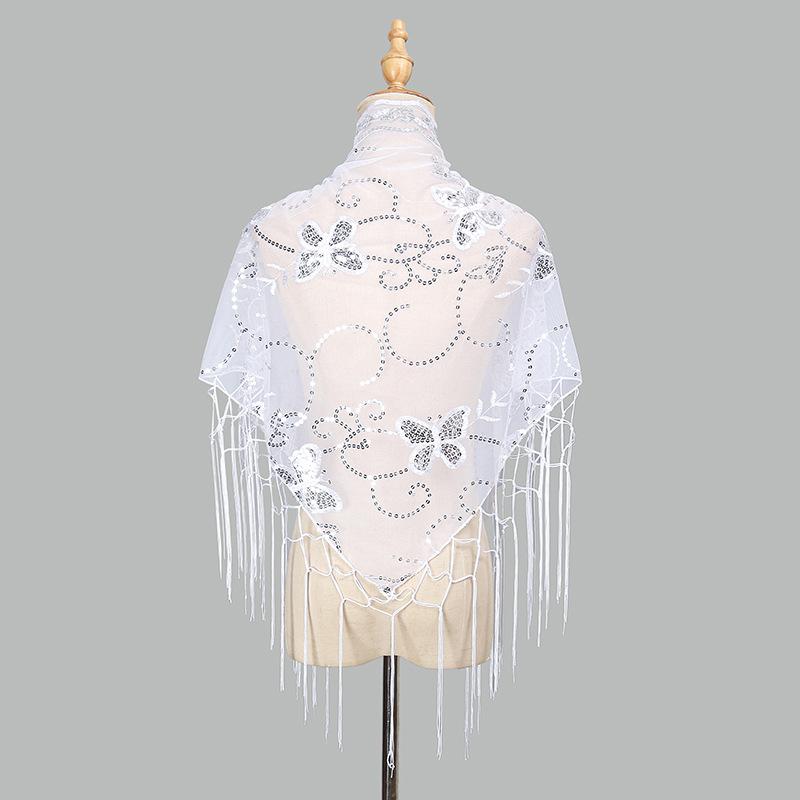Meier Butterfly triangle scarf - openwork tassel embroidered party banquet evening dress lace shawl