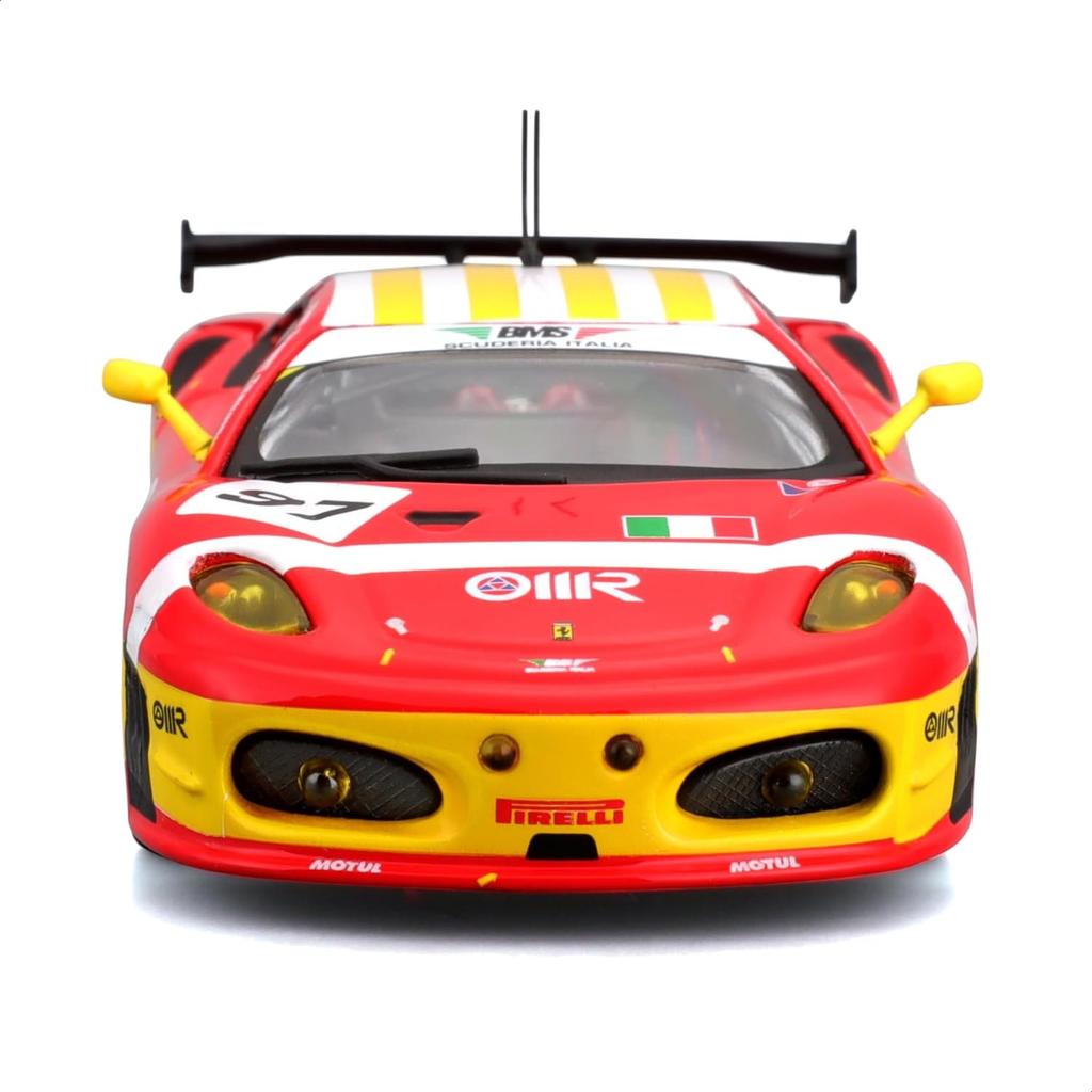 Bburago Scale Ferrari F430 GTC 2008 Race Sports Car Diecast Model Car Finished Product 1/43 #97 Red/Yellow / 18-36303