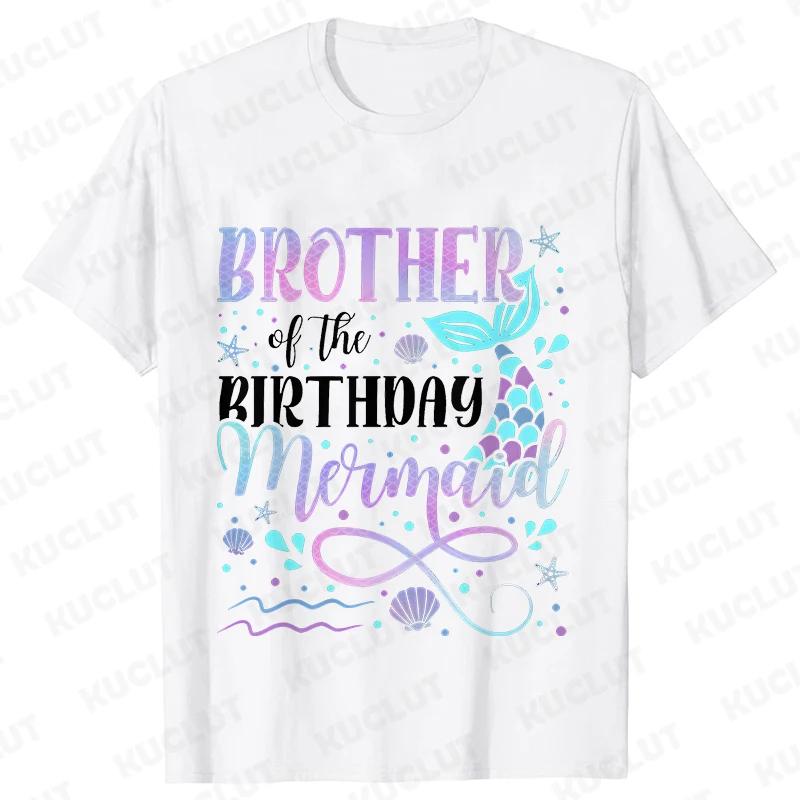 Mermaid Birthday Princess Girl Party T-shirt Family Group Matching Siblings Tees Fashion Vintage Unisex Tops Oversized Clothing