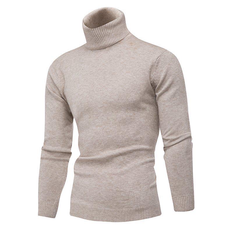Maglioni semplici da uomo casual tinta unita alla moda da uomo, comodi maglioni da uomo a collo alto