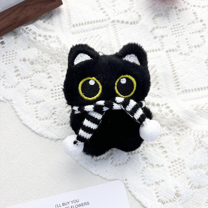 Cute Black Cat Plush Toy Small Doll Pendant 10 Cm Keychain Cartoon Soft Animal Stuffed Doll Pendant Backpack Bag Decoration Gift